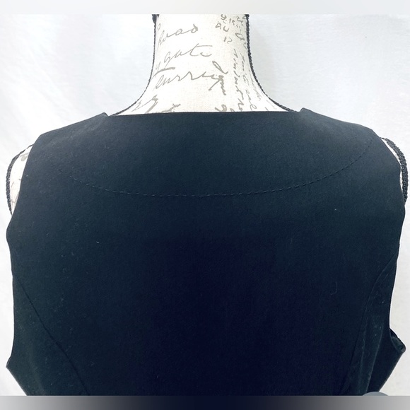 ELLE Tuxedo Black pleats, ruffle, bow, detail back 2 button front Vest Large - Picture 10 of 12